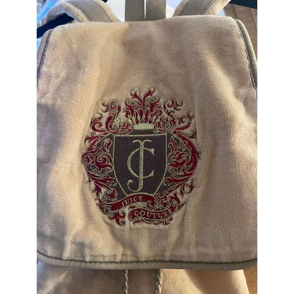 Cream/beige velvet/velour campus,school multi pocket cargo Backpack - Picture 11 of 12